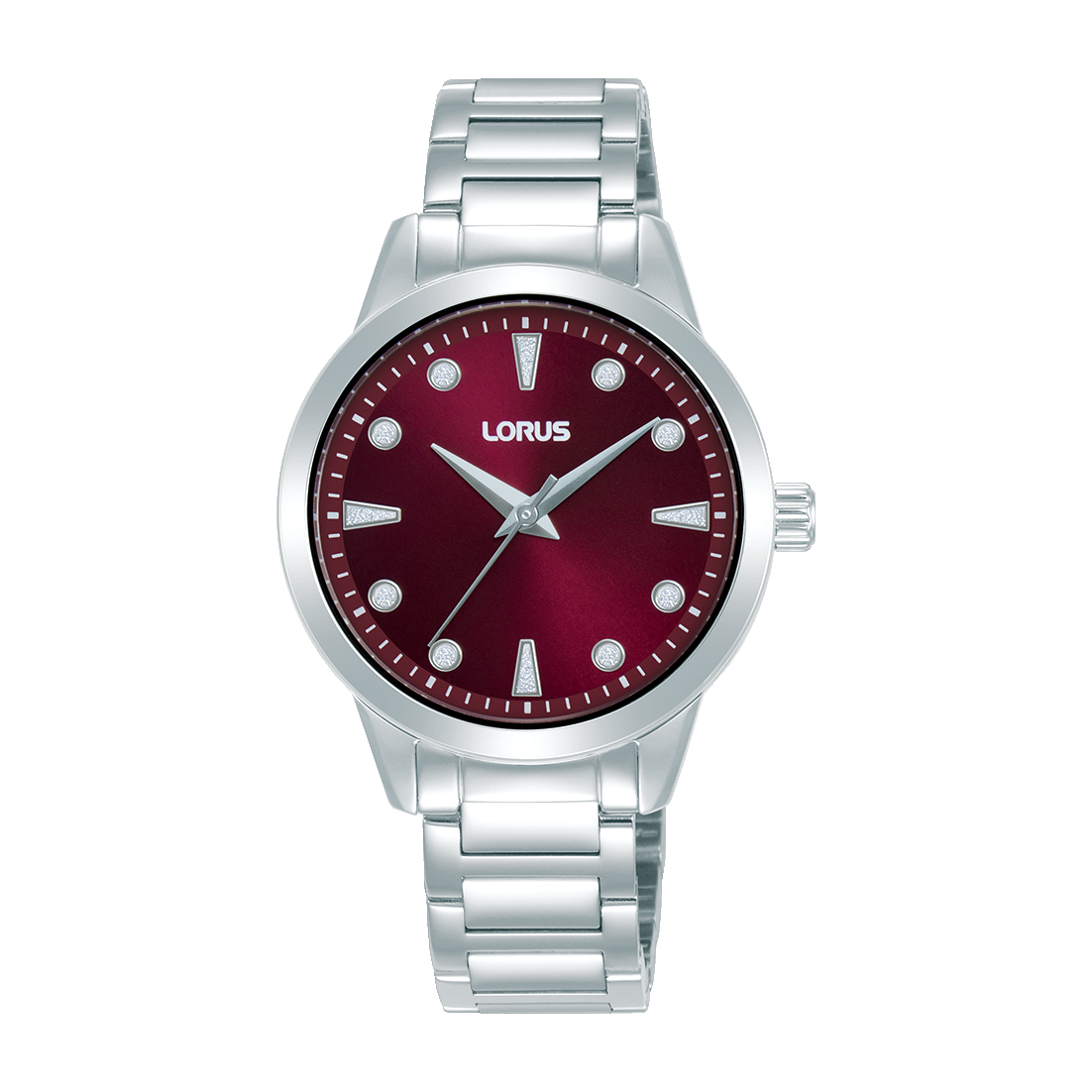 Lorus Ladies RG263YX9 Damenuhr Dunkelrot • Mineralglas • Edelstahlarmband