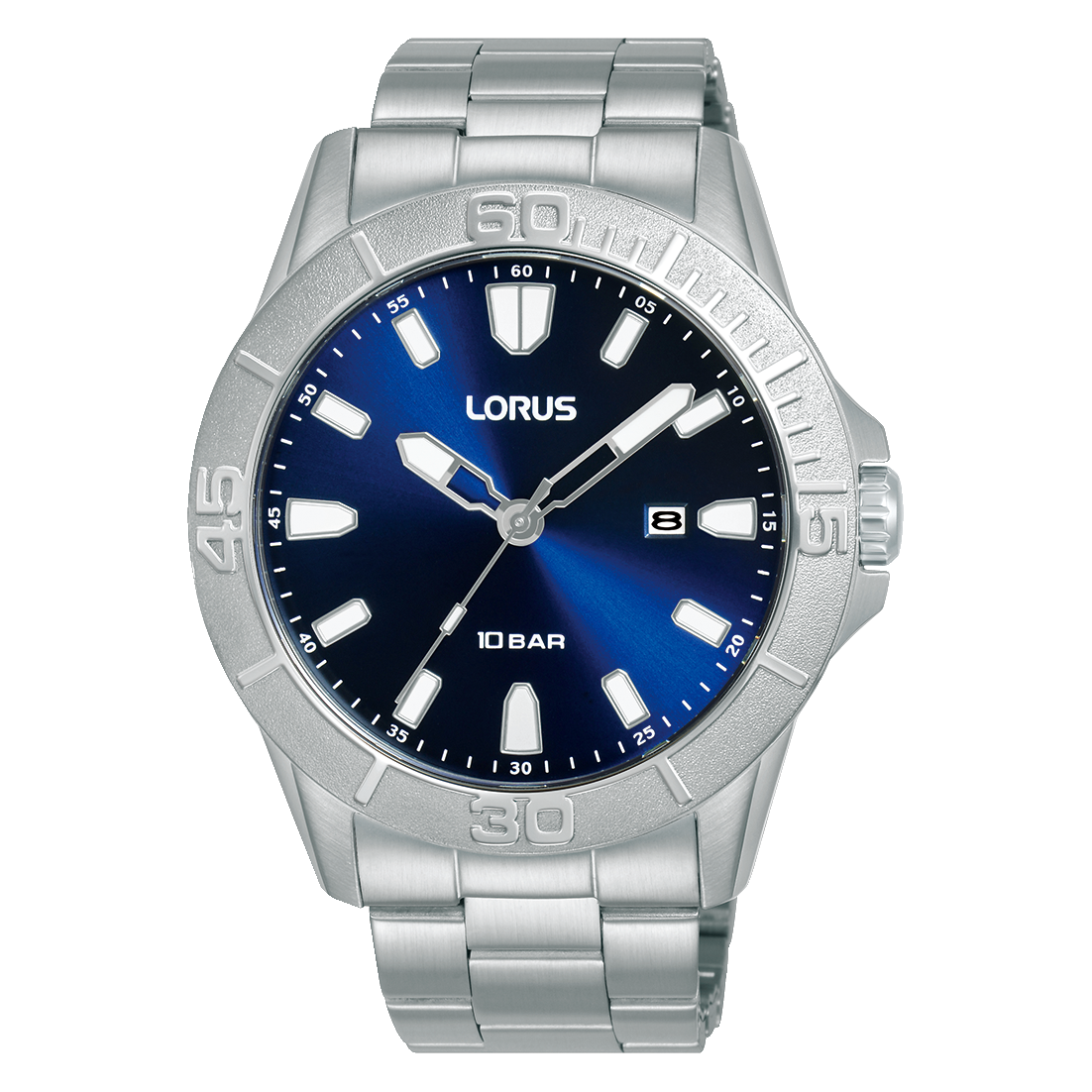 Lorus Sports RH941QX9 Herrenuhr Blau • Mineralglas • Edelstahlarmband
