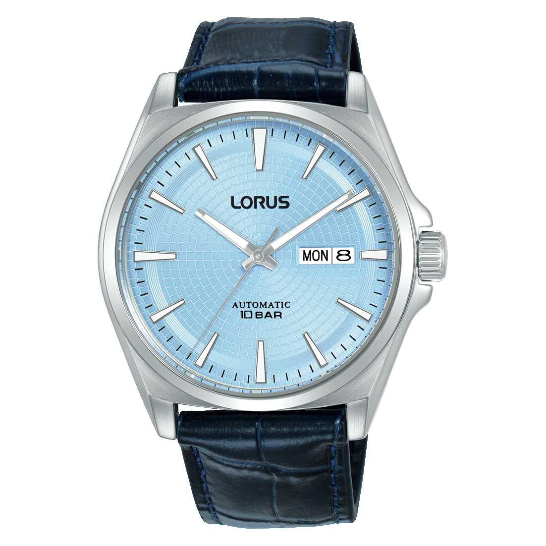 Lorus Sports RL417CX9 Herrenuhr Automatik Hellblau • Mineralglas • Dunkelblaues Lederband
