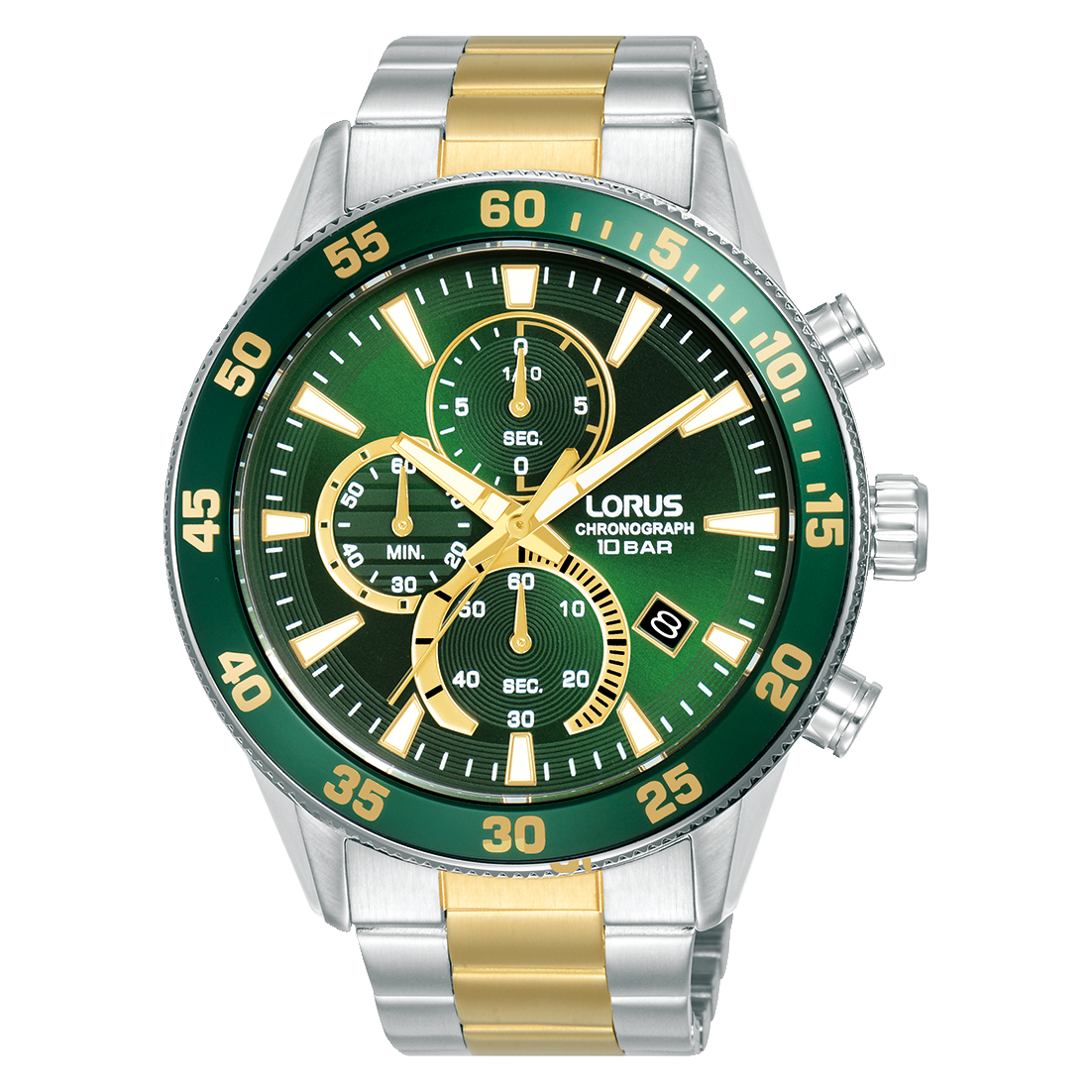 Lorus Sport RM327JX9 Herren Armbanduhr • Chronograph • Dunkelgrünes Zifferblatt