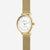 Reloj Naos XS A, blanco y oro, con correa Milanesa de oro de 16 mm y esfera gris de 45 mm.