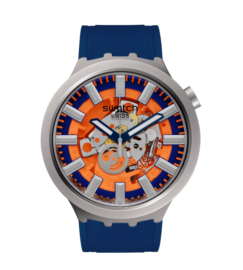 Swatch Big Bold Irony SB07S114 Armbanduhr Orange • Sandgestrahltes Edelstahlgehäuse • Leuchtzeiger