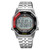 Reloj de pulsera Seiko para hombre: correa de metal, esfera digital negra, detalles rojos en el bisel