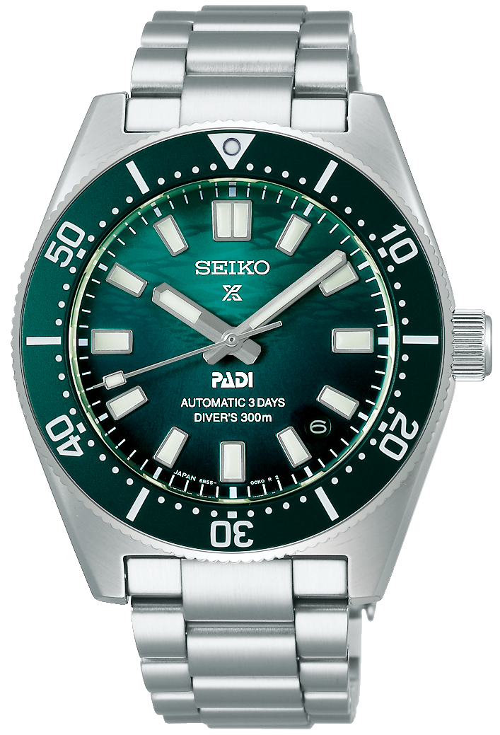 Reloj SEIKO Prospex para hombre con esfera verde, brazalete de metal y bisel giratorio