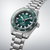 SEIKO Prospex reloj de hombre vista lateral: esfera verde, pulsera de acero inoxidable