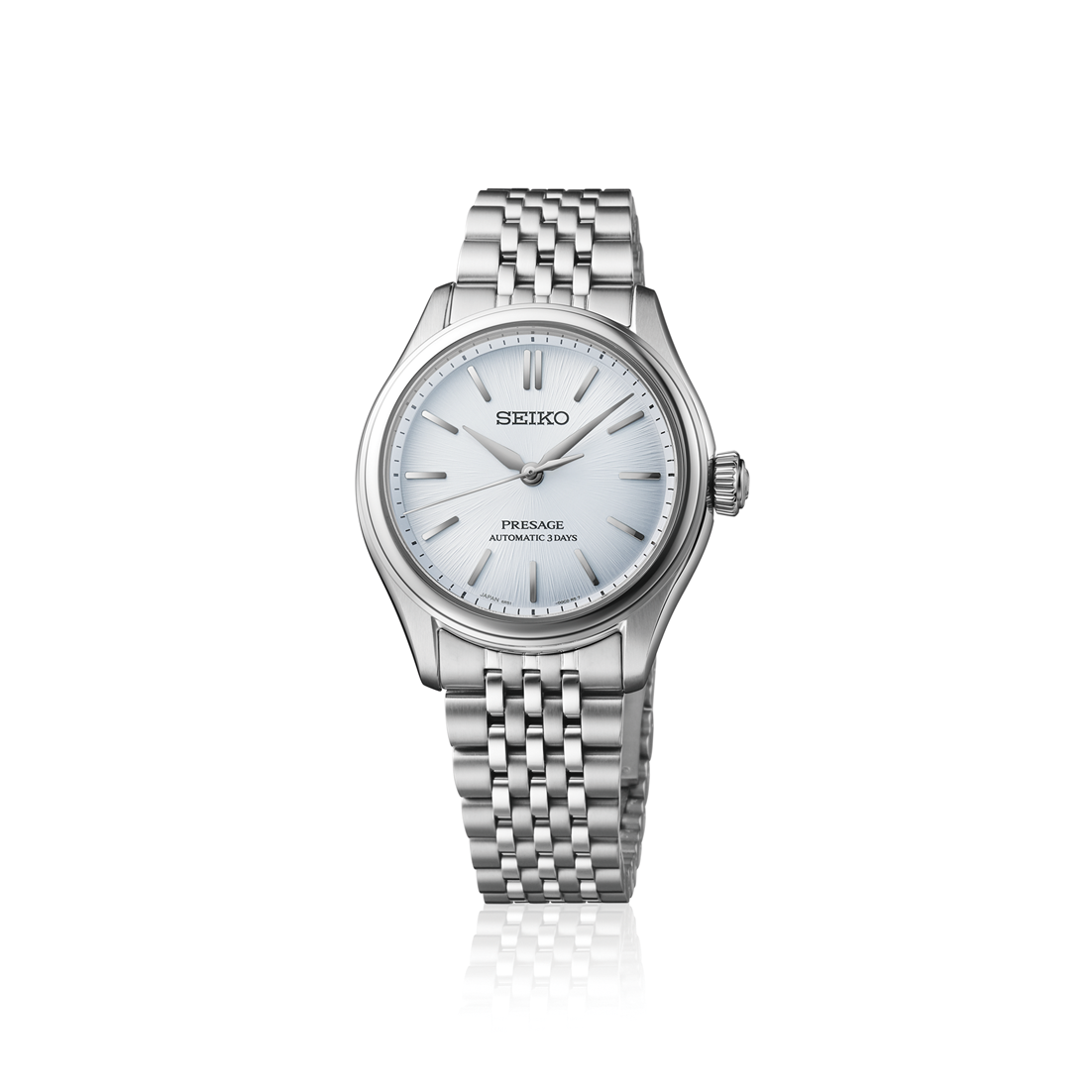 Seiko Presage - Reloj de hombre con esfera plateada y brazalete de acero inoxidable