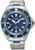 Reloj de hombre con esfera azul y correa de acero inoxidable, bisel giratorio, automático