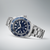 Reloj de hombre con esfera azul, caja y pulsera de acero inoxidable, bisel giratorio
