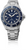 Reloj de hombre con esfera azul, inscripción SEIKO, texto automático y pulsera de acero inoxidable