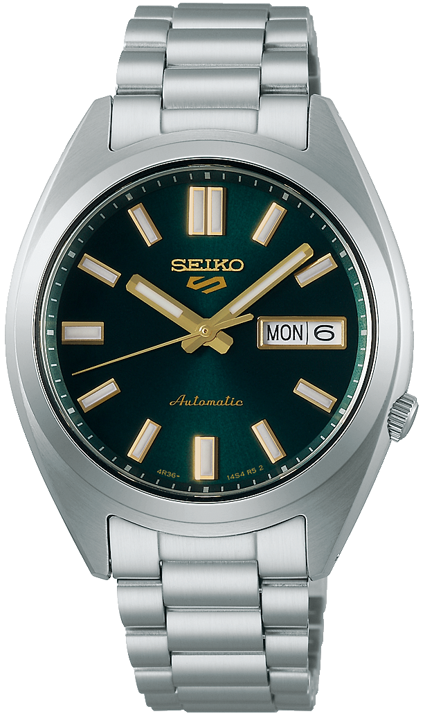 Reloj de pulsera para hombre: correa de acero inoxidable plateado, esfera verde oscuro con ventana de fecha