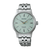 Automatisk klocka med mintgrön urtavla, silverfärgat rostfritt stålhölje och metallarmband