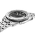 Pulsera de acero inoxidable para hombre con bisel estriado y corona, esfera negra