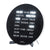 Reloj LED redondo AMS con pantalla de palabras, esfera negra y texto luminoso sobre soportes