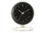 Tischuhr mit schwarzer Kugeluhr und goldenen Indexen, rundem Standring