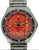 Reloj para hombre con correa de acero inoxidable, esfera roja y bisel negro