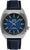 Reloj de hombre: caja de acero inoxidable, esfera azul, correa de piel azul oscuro
