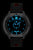 Reloj de hombre con esfera azul luminosa, correa de cuero negra y caja de acero inoxidable