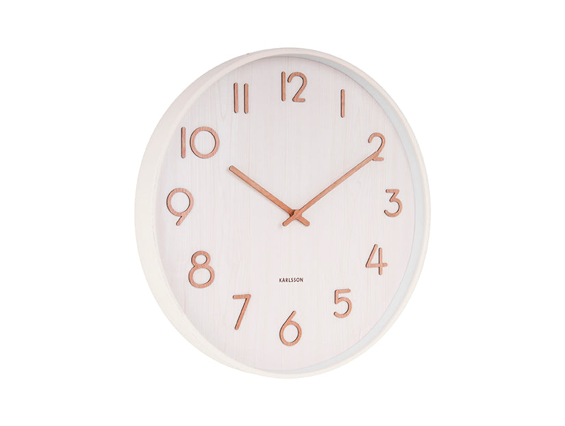 Karlsson Pure KA5809WH Wanduhr Weiß • Geräuschloses Sweep-Uhrwerk • Skandinavisches Design