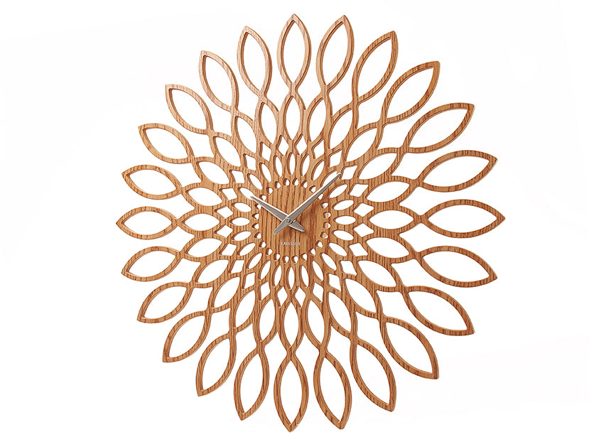 Karlsson Sunflower KA5394 Wanduhr Holz • Geräuschloses Sweep-Uhrwerk • Laser-geschnittenes Design
