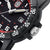 Reloj deportivo detallado: bisel negro con corona, esfera y ventana de fecha en el borde