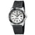Reloj de hombre con esfera blanca, bisel negro y correa de caucho negra, fecha 31