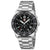 Reloj cronógrafo para hombre con correa de acero inoxidable, esfera negra y contadores de cronógrafo
