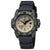 Reloj de pulsera para hombre frontal: esfera beige, caja negra y correa de caucho