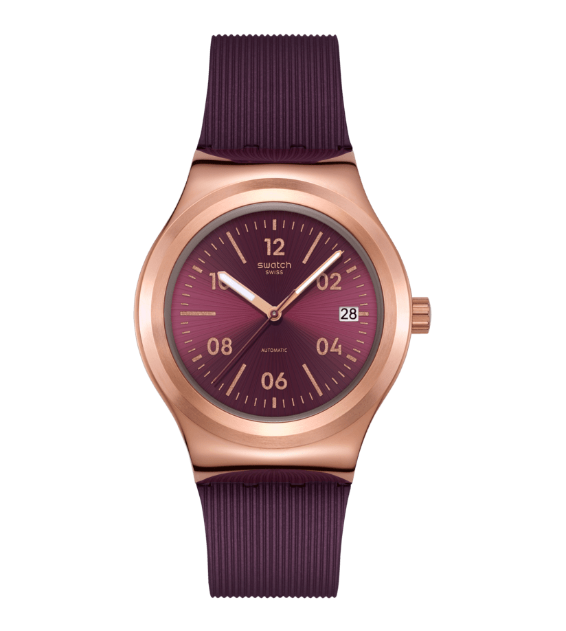 Swatch Sistem 51 Irony YIG401 Armbanduhr Burgunderrot • Automatikwerk mit 90 Stunden Gangreserve • Leuchtzeiger mit