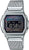 Reloj digital para hombre con correa de malla plateada y pantalla LCD rectangular