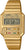 Reloj retro con pulsera de acero inoxidable en tono dorado, pantalla digital, operado por botones