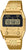 Reloj digital Casio con correa de acero inoxidable en tono dorado y botones frontales, pantalla iluminada