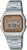 Casio Reloj Digital Vintage: correa de metal plateada, pantalla LCD naranja