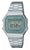 Casio Vintage A168WA-1YES reloj con correa de metal plateada y pantalla digital verde