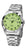 Reloj plateado para hombre con esfera redonda verde lima y correa de metal, indicador de fecha a las 3