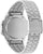 Casio Vintage watch with silver stainless steel bracelet, back view of the round case.