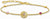 Pulsera con eslabones dorados, colgante redondo con motivo azul y piedras rosas