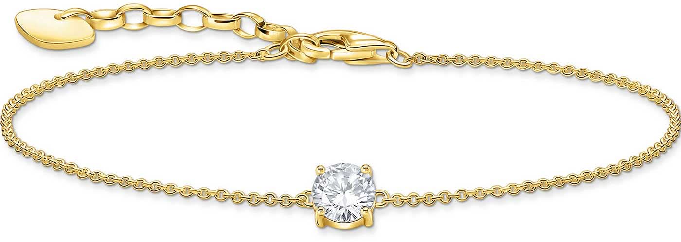 Pulsera dorada con eslabones finos y colgante de piedra redonda