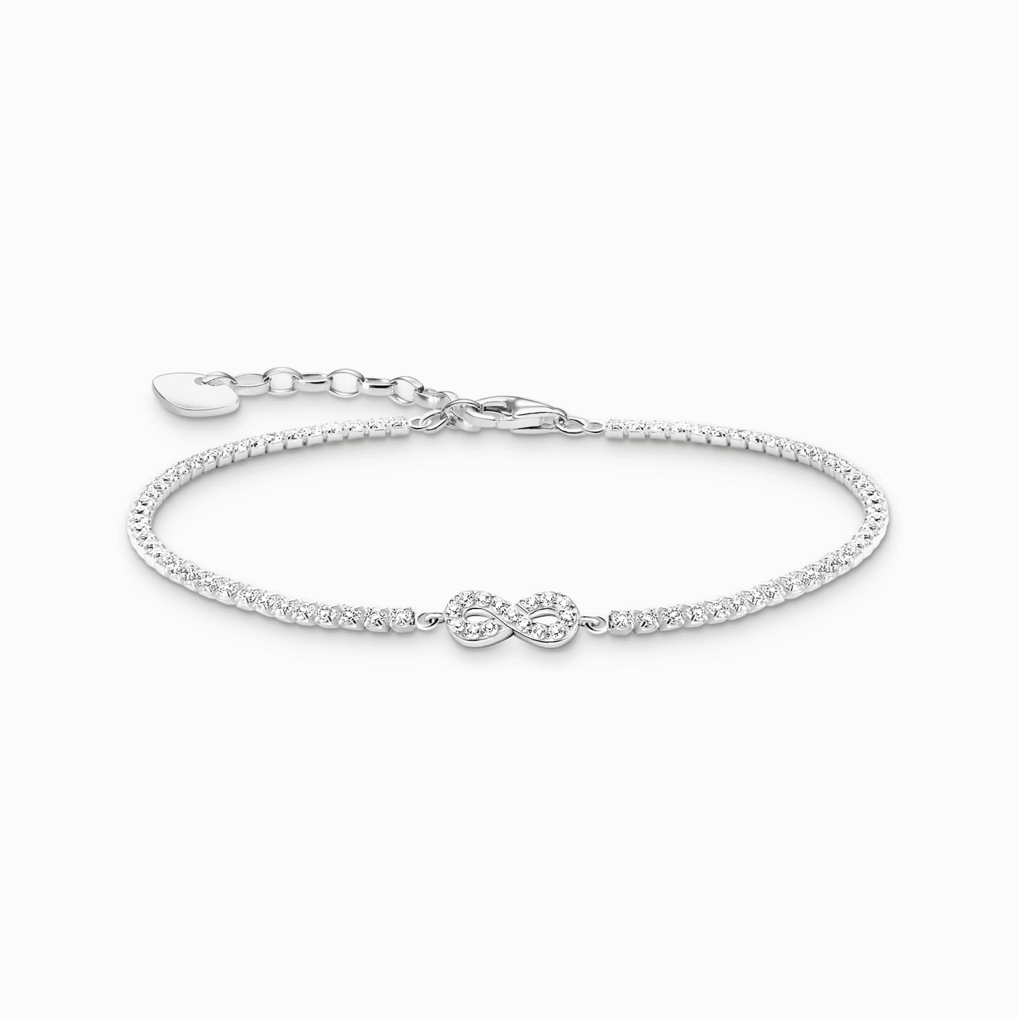 Pulsera de tenis plateada con colgante de infinito y circonitas cúbicas blancas