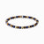 Pulsera de perlas con cuentas de piedra azul oscuro, marrón y beige, redondas