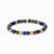 Pulsera de perlas con cuentas azules, marrones y doradas, de aspecto elástico