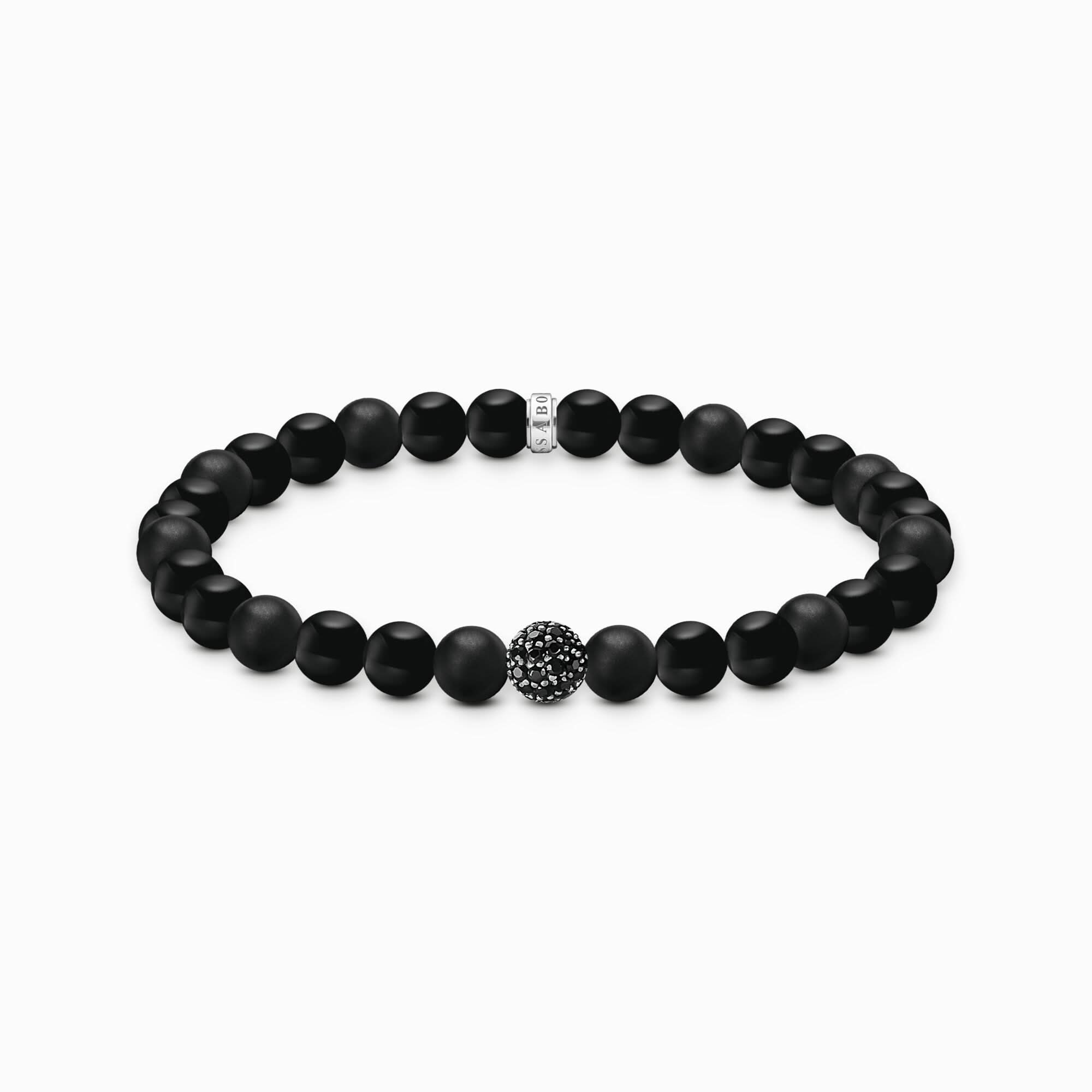 Pulsera de perlas negras con detalle de circonita brillante, Thomas Sabo