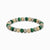 Pulsera de cuentas de piedra: cuentas redondas verde-beige con espaciador de color metal