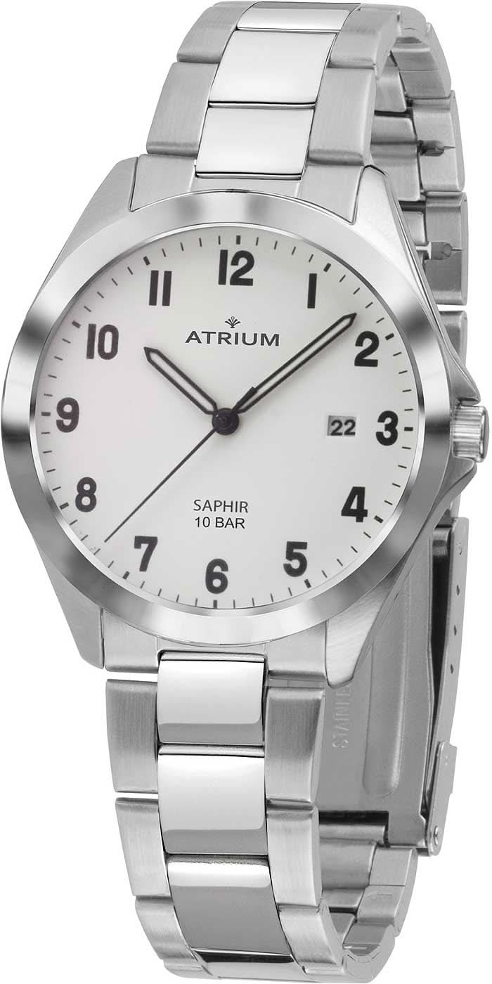 Pulsera de acero inoxidable plateado para hombre con esfera blanca y visualización de fecha