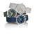 Set de relojes de pulsera con tres relojes: verde oscuro, negro y azul, con cajas plateadas.