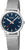 Reloj unisex con caja redonda, esfera azul y correa milanesa plateada