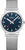 "Reloj unisex con esfera azul, correa de acero inoxidable plateado tipo Milanesa"