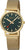 Reloj unisex con caja dorada, correa de malla y esfera verde oscuro