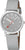 Reloj unisex con correa textil gris, caja plateada y esfera gris.