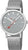 Reloj de hombre con correa de malla plateada, esfera redonda gris y segundero rojo.