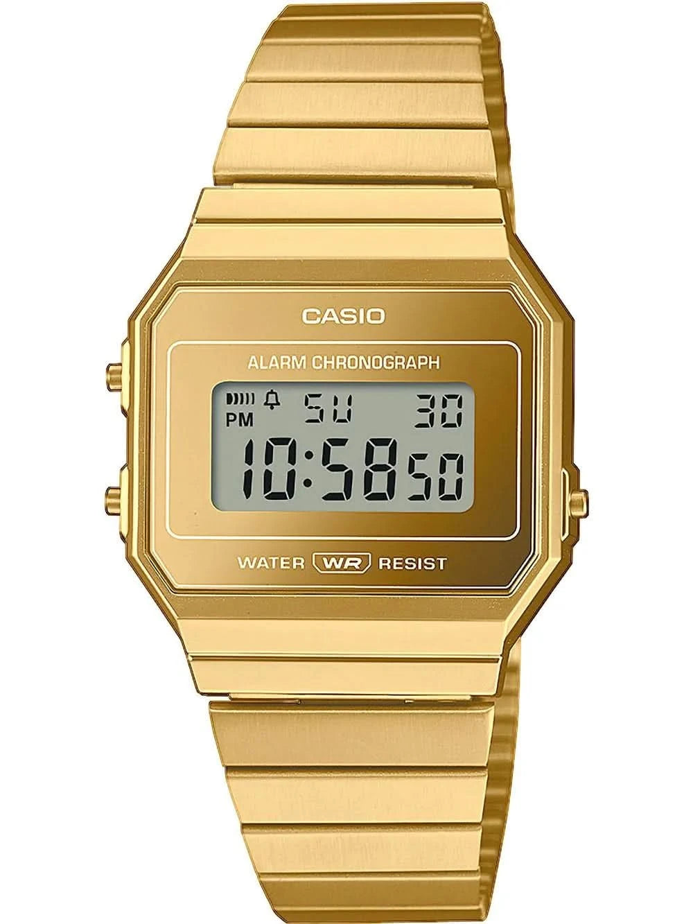 Reloj Casio Vintage A700WEVG-9AEF, correa de metal dorada y pantalla digital